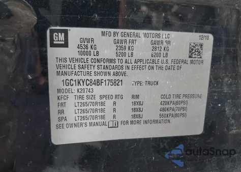 2011 Chevrolet Silverado 2500Hd Ltz from USA, damaged, VIN 1GC1KYC84BF175821